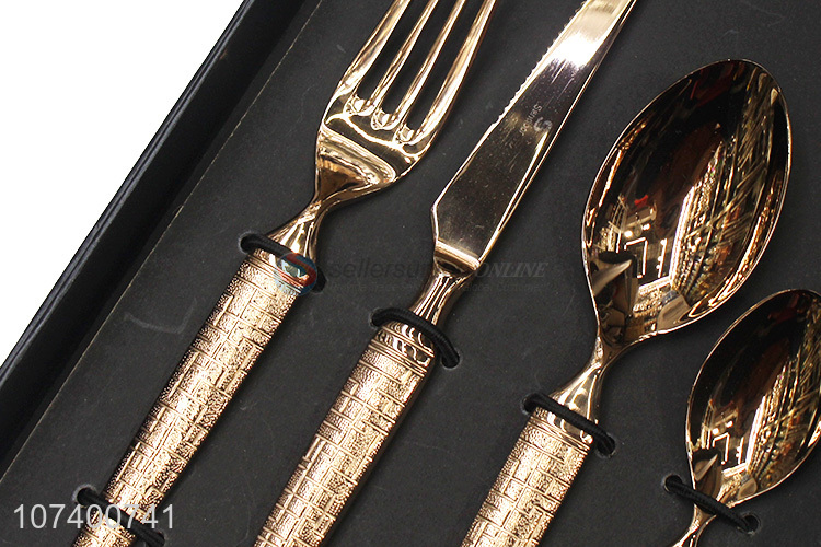 Latest arrival deluxe stainless steel cutlery metal dinnerware set
