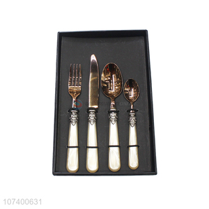 Elaborate design personalized 4 pieces acrylic stainless steel cutlery set