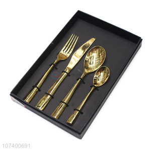 China manufacturer personalized gold 4 pieces stainless steel cutlery set