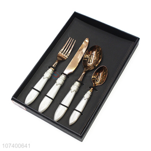 Suitable price luxury acrylic stainless steel cutlery metal tableware set