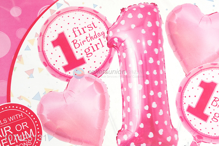 New design heart balloon foil balloons for first birthday girl