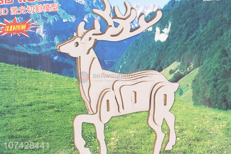 Cartoon Deer Model Diy Wooden Puzzle Educational Toy