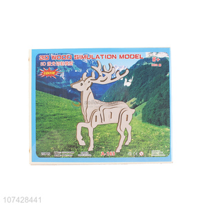 Cartoon Deer Model Diy Wooden Puzzle Educational Toy