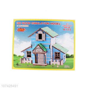 Custom 3D Wood Simulation House Model Educational Puzzle Toy