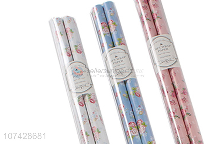 New Arrival Flower Patter 2 Pieces Wrapping Paper Set