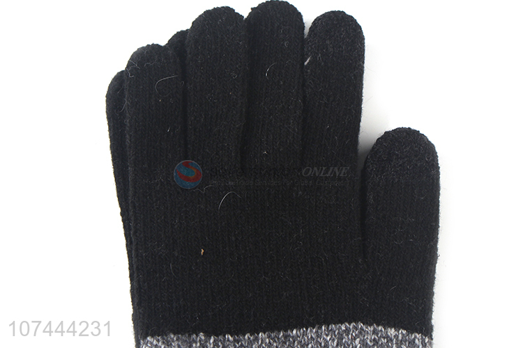 Hot Selling Winter Soft Knitted Gloves Fashion Five Finger Gloves