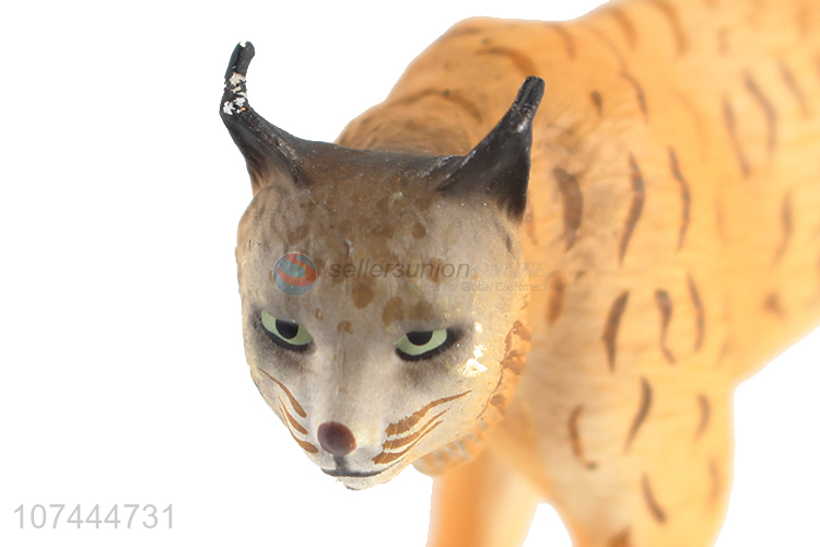 Wholesale cheap solid lynx model toy plastic wild animal toys