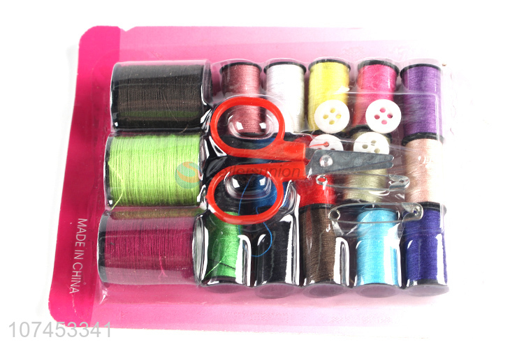 Good Quality Thread,Scissors,Button,Safety Pin Sewing Kit Box