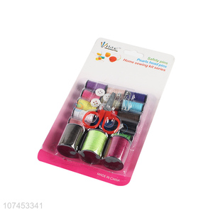 Good Quality Thread,Scissors,Button,Safety Pin Sewing Kit Box