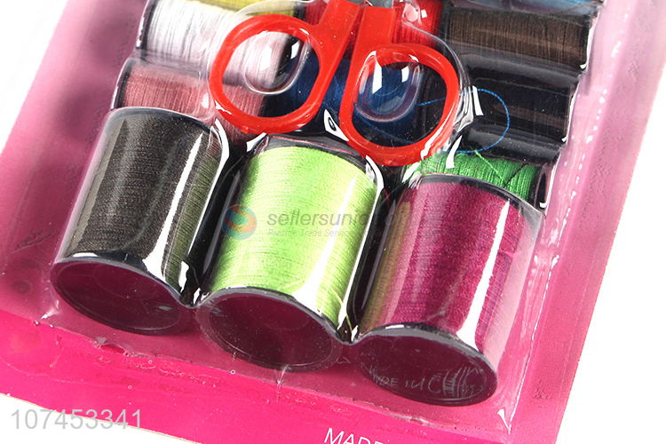 Good Quality Thread,Scissors,Button,Safety Pin Sewing Kit Box