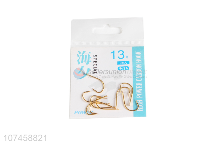 Unique design fishing tackle fishhooks durable golden single hooks