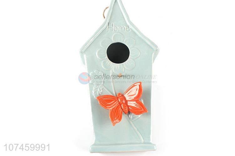 Cute Design Bird House Porcelain Crafts For Home Decoration