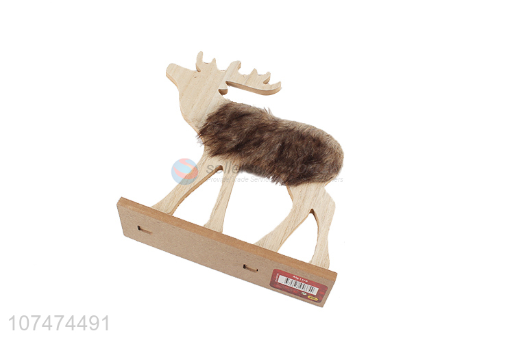 Good sale Christmas home tabletop decoration wooden reindeer figurine