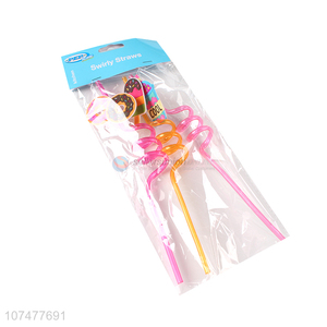 New design novelty disposable pvc spiral straws bar accessories