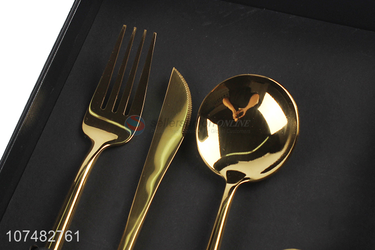 High Quality Gold Cutlery Stainless Steel Knife Fork Spoon Gift Set