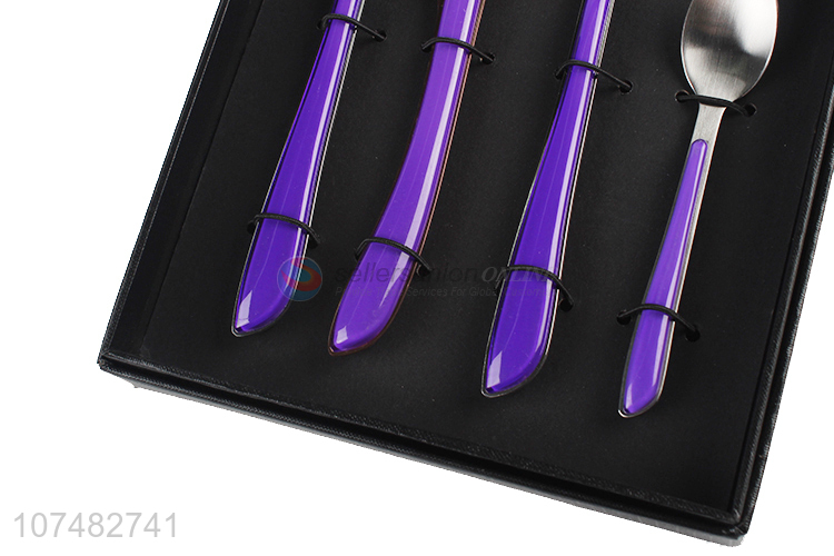 Custom Purple Handle Stainless Steel Cutlery Set Gift Set