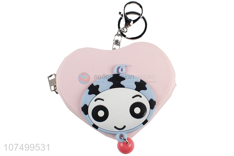 Hot Sale Heart Shape Silicone Coin Purse With Key Chain