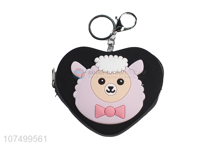 Custom Heart Shape Silicone Coin Purse With Key Chain