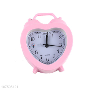 New Selling Promotion Heart Shape Pink Plastic Quartz Alarm Clock