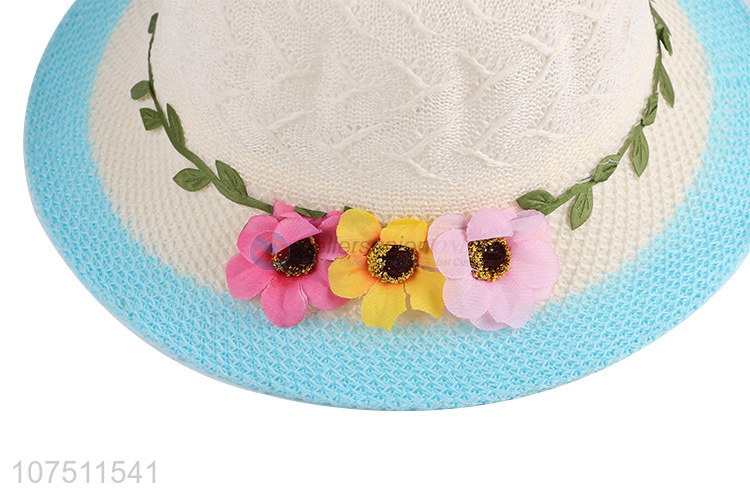 China supplier fashion summer knitting women sun hat with wreath