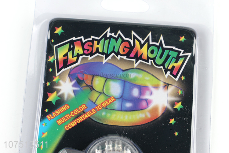 Wholesale novelty multicolor led flashing Halloween teeth flashing mouth