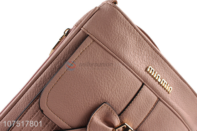 Delicate Bowknot Design PU Leather Shoulder Bag With Zipper