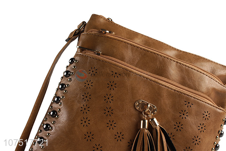 Wholesale PU Leather Shoulder Bag With Tassel Zipper
