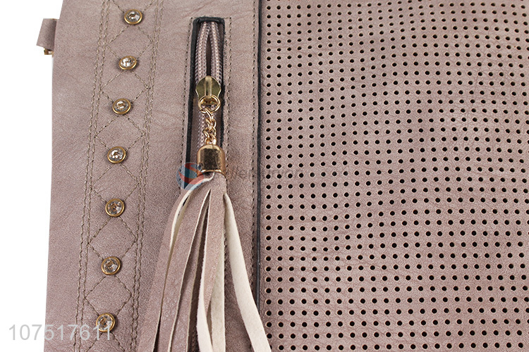 Hot Sale PU Leather Shoulder Bag With Tassel Zipper For Women