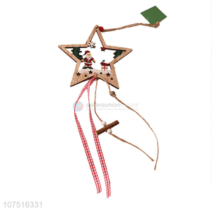 Yiwu wholesale five-pointed star Christmas wooden pendant