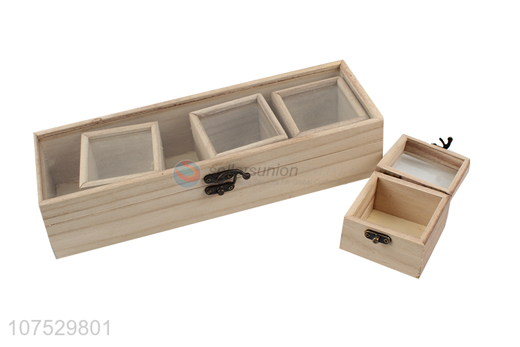 New design wooden craft box jewelry box with glass window lid