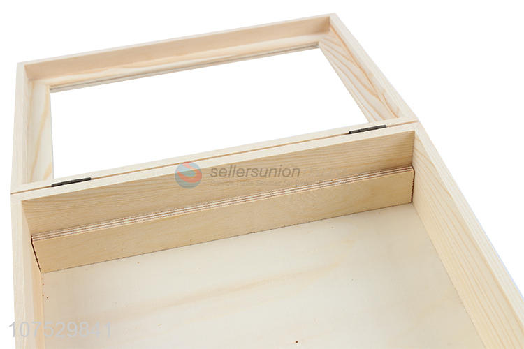 Custom 2 tier multi compartments wooden jewelry case with glass window lid