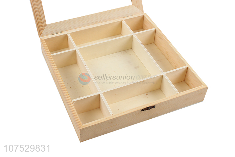 Popular products 9 compartments wooden jewelry box with clear window lid