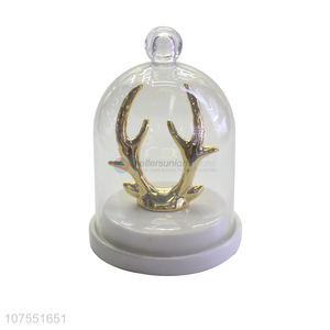 Best Sale Modern Simple Deer Design Ceramic Crafts Jewelry Ring Holder With Glass Lid