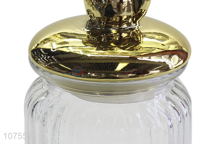 Premium Quality Glass Storage Bottle With Gold Squirrel Ceramic Lid
