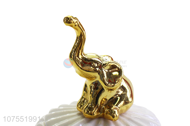 New Style Ceramic Storage Jar With Gold Elephant Ceramic Lid