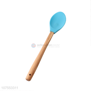 Hot Sale Round Wooden Handle Silicone Spoon