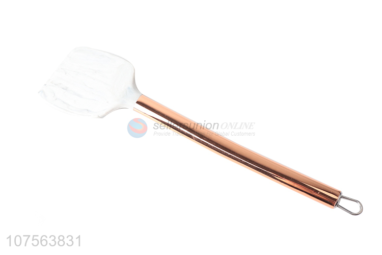 Promotional gold stainless steel handle marbling silicone turner for kitchen