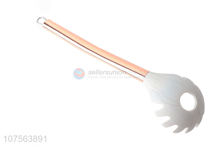 New arrival gold stainless steel handle marbling silicone spaghetti spatula