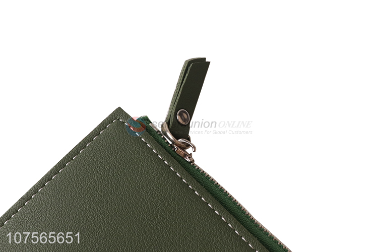 Wholesale women foldable stitching pu leather purse long wallet