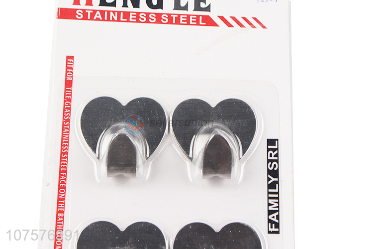 Custom Heart Shape Stainless Steel Hook Strong Adhesive Hook