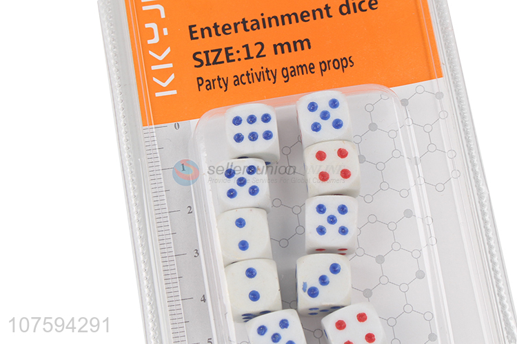 Hot selling 12mm plastic entertainment dice game dice