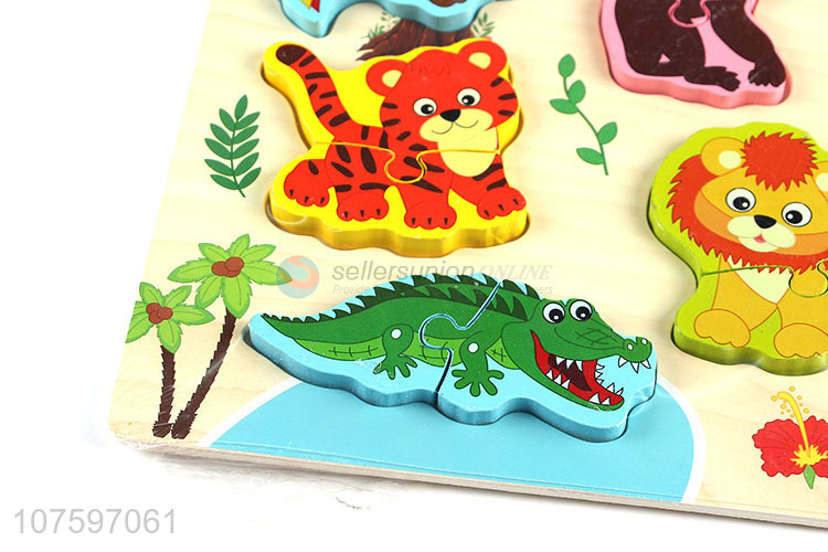 Hot sale kids wood toys educational wooden animal puzzle jigsaw