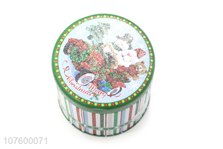 Fashion Printing Cylinder Colorful Christmas Decoration Packing Box Tin Box