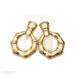 Hot selling chunky bamboo hoop alloy earrings fashion jewelry