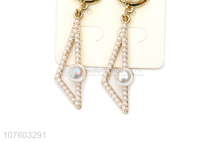 Latest arrival geometric pearl ear studs alloy stud earring jewelry