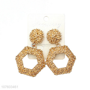 Best selling geometric textured alloy ear studs statement earrings