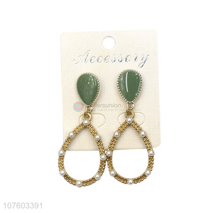 Promotional fashion waterdrop hoop pearl earrings enamel earrings