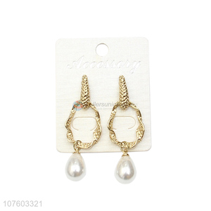 Fashion pearl drop earrings women alloy ear studs for girls