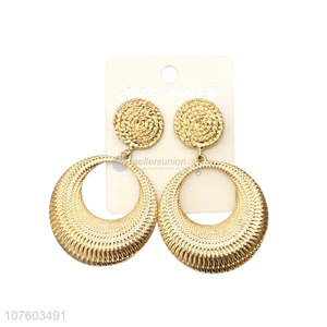 Wholesale personalized hollow textured alloy statement earrings ear studs