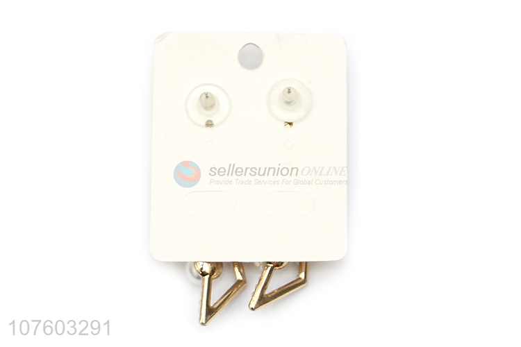 Latest arrival geometric pearl ear studs alloy stud earring jewelry